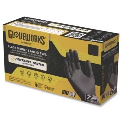 New 6 mil Powder-Free Nitrile Exam Gloves - Large, Black (1000/Carton) Cleaning & Janitorial Supplies