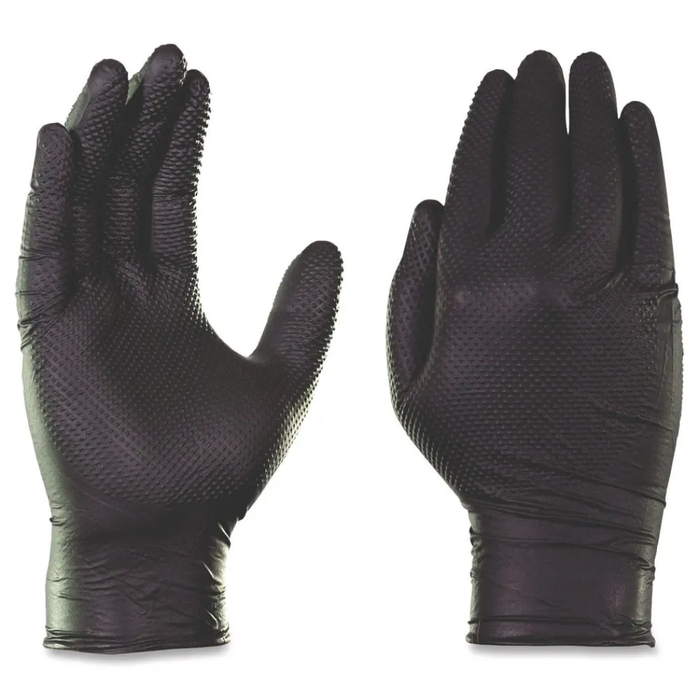 New 6 mil Powder-Free Nitrile Exam Gloves - Large, Black (1000/Carton) Cleaning & Janitorial Supplies