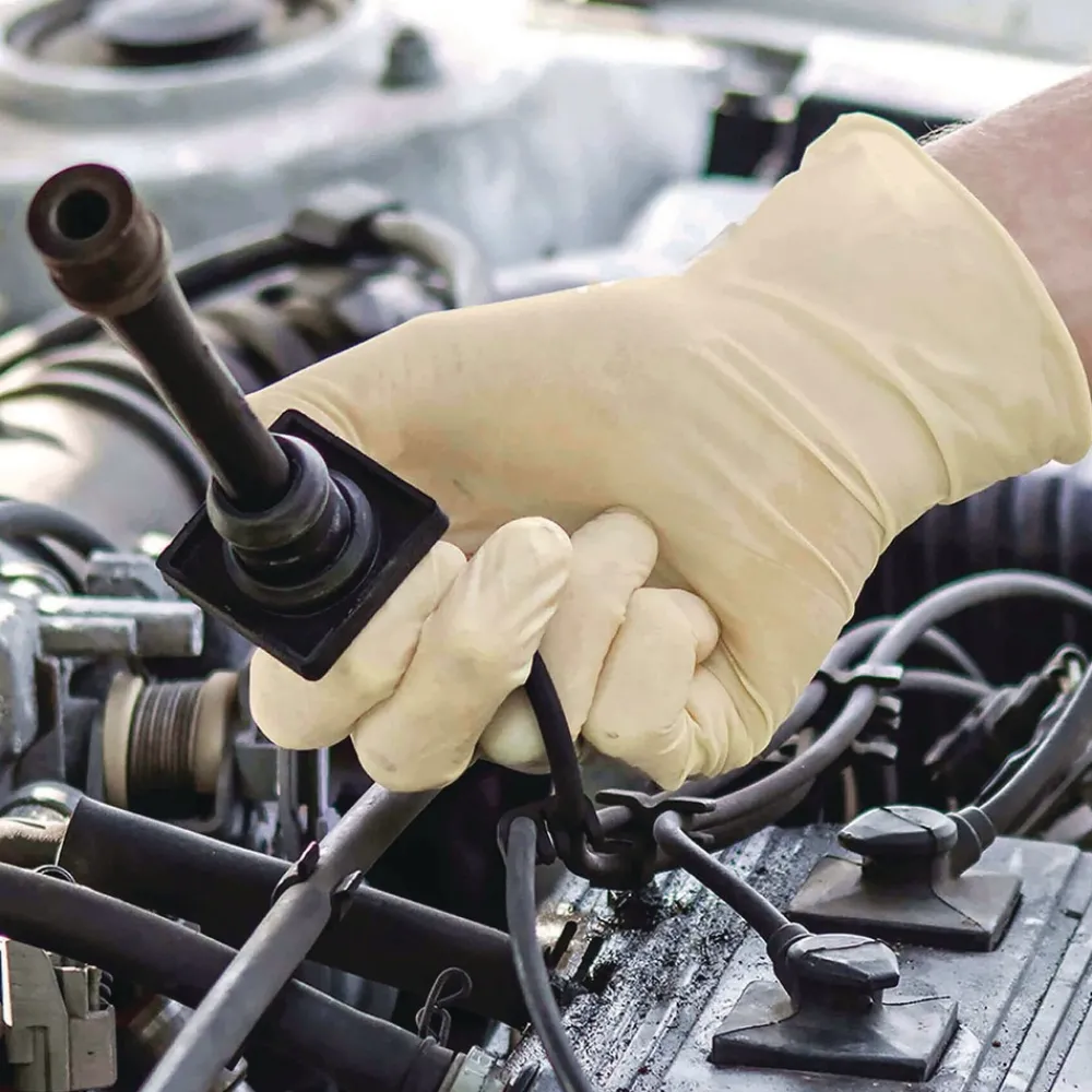 6 mil Thick 9.5 in. Long Powder-Free Extra Thick Latex Disposable Gloves - Large, Ivory (100/Box, 10 Boxes/Carton) Cleaning & Janitorial Supplies