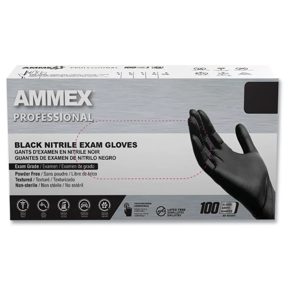 Outlet Nitrile Exam Gloves, Powder-Free, 3 mil, Small, Black, 100/Box, 10 Boxes/Carton Cleaning & Janitorial Supplies