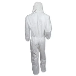 Best A30 Elastic-Back and Cuff Hooded Coveralls - Medium, White (25/Carton) Bib Overalls