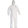 New A30 Elastic-Back and Cuff Hooded Coveralls - Large, White (25/Carton) Bib Overalls