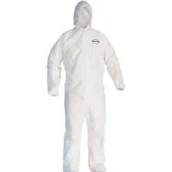 New A30 Elastic-Back and Cuff Hooded Coveralls - Large, White (25/Carton) Bib Overalls