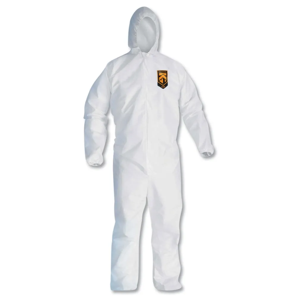 Sale A20 Elastic-Back, Cuff, and Ankles Hooded Coveralls - Quadruple Extra Large, White (20/Carton) Bib Overalls