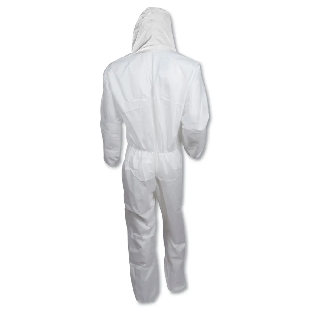 Sale A20 Elastic-Back, Cuff, and Ankles Hooded Coveralls - Quadruple Extra Large, White (20/Carton) Bib Overalls
