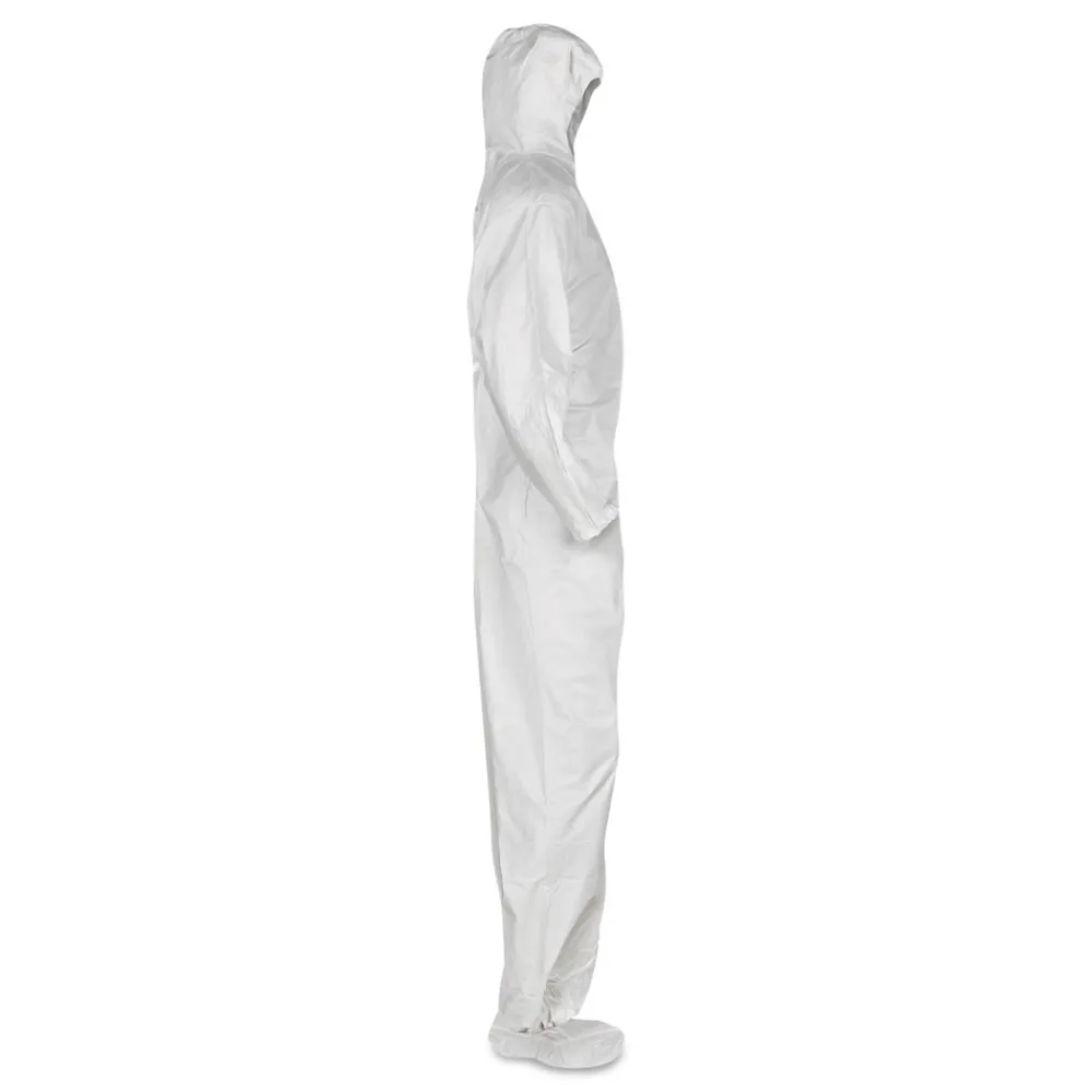 Clearance A20 Elastic-Back, Hood and Boots Breathable Particle Protection Coveralls - Quadruple Extra Large, White (20/Carton) Bib Overalls