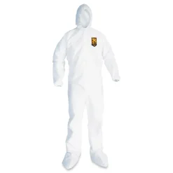 Clearance A20 Elastic-Back, Hood and Boots Breathable Particle Protection Coveralls - Quadruple Extra Large, White (20/Carton) Bib Overalls