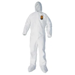 Clearance A40 Elastic-Cuff Ankle Hood and Boot Coveralls - 3X-Large White (25/Carton) Bib Overalls