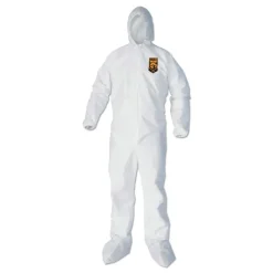 Sale A40 Elastic-Cuff Ankle, Hood, and Boot Coveralls - Large, White (25/Carton) Bib Overalls