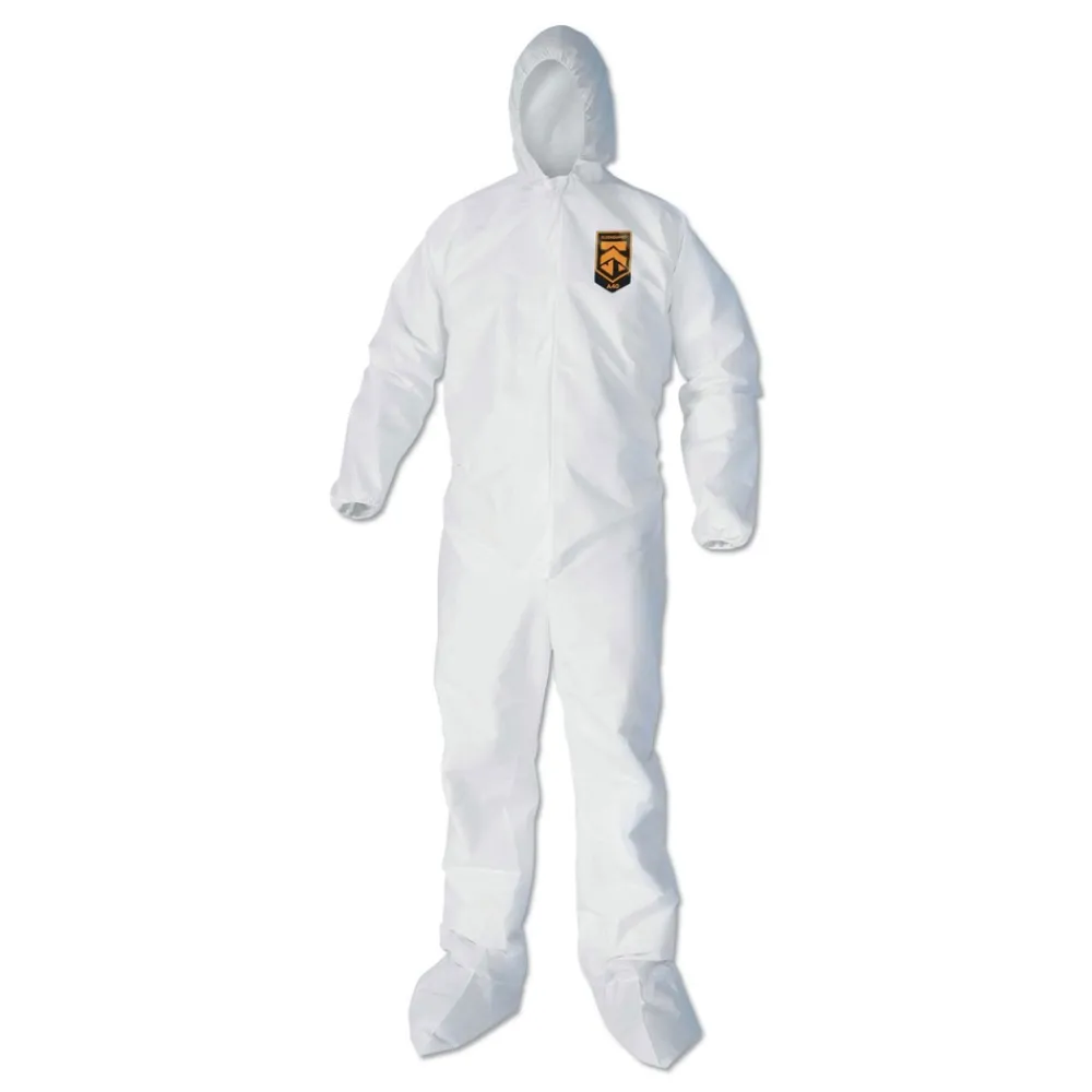 Sale A40 Elastic-Cuff Ankle, Hood, and Boot Coveralls - Large, White (25/Carton) Bib Overalls