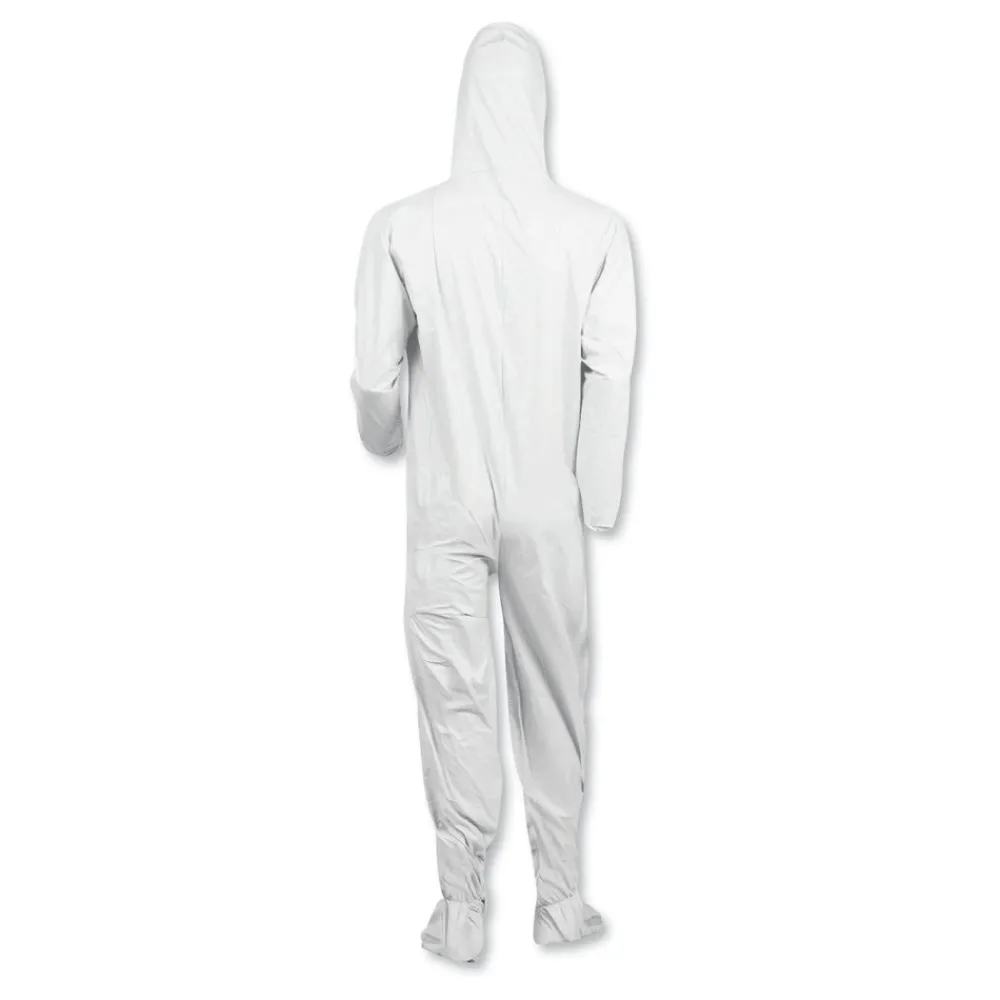 Sale A40 Elastic-Cuff Ankle, Hood, and Boot Coveralls - Large, White (25/Carton) Bib Overalls