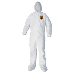 Clearance A40 Elastic-Cuff, Ankle, Hood and Boot Coveralls - 4X-Large, White (25/Carton) Bib Overalls