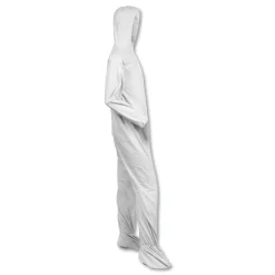 Clearance A40 Elastic-Cuff, Ankle, Hood and Boot Coveralls - 4X-Large, White (25/Carton) Bib Overalls