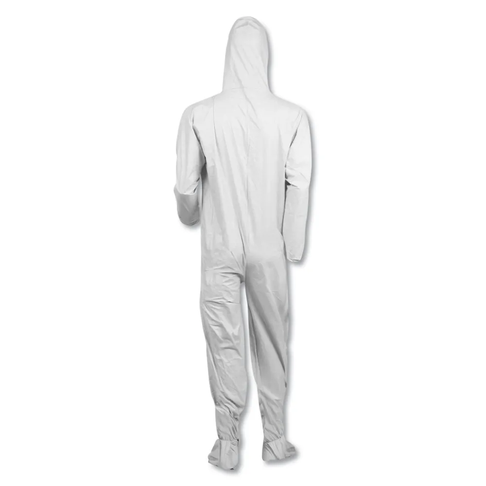 Clearance A40 Elastic-Cuff, Ankle, Hood and Boot Coveralls - 4X-Large, White (25/Carton) Bib Overalls