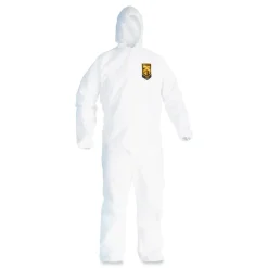 Hot A20 Hood and Elastic-Back Breathable Particle Protection Coveralls - Medium, White (24/Carton) Bib Overalls