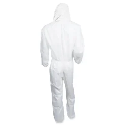 Hot A20 Hood and Elastic-Back Breathable Particle Protection Coveralls - Medium, White (24/Carton) Bib Overalls
