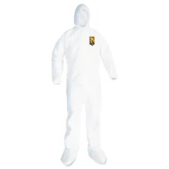 Sale A20 Hood, Boots, and Elastic-Back Breathable Particle Protection Coveralls - Large, White (24/Carton) Bib Overalls