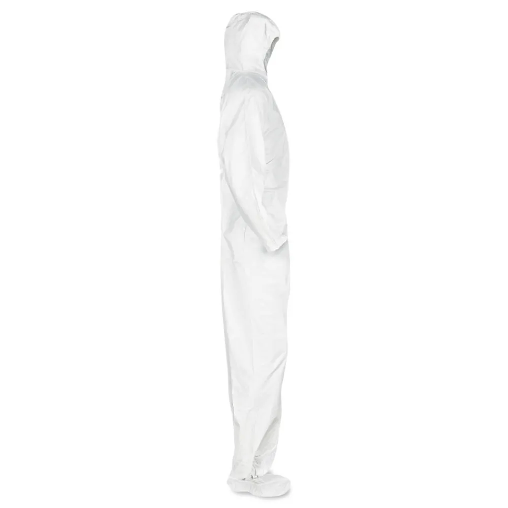Sale A20 Hood, Boots, and Elastic-Back Breathable Particle Protection Coveralls - Large, White (24/Carton) Bib Overalls