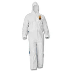 Outlet A35 Liquid and Particle Protection Coveralls Hooded - Large, White (25/Carton) Bib Overalls