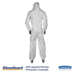 Outlet A35 Liquid and Particle Protection Coveralls Hooded - Large, White (25/Carton) Bib Overalls