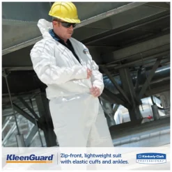 Outlet A35 Liquid and Particle Protection Coveralls Hooded - Large, White (25/Carton) Bib Overalls