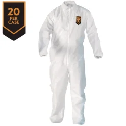 Best A20 Zip Front, Elastic-Back, Wrists, and Ankles Breathable Particle Protection Coveralls - Quadruple Extra Large, White (20/Carton) Bib Overalls