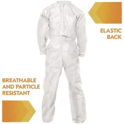 Best A20 Zip Front, Elastic-Back, Wrists, and Ankles Breathable Particle Protection Coveralls - Quadruple Extra Large, White (20/Carton) Bib Overalls