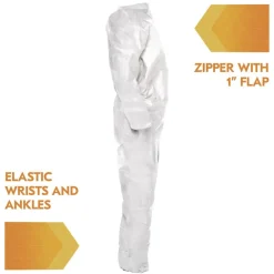 Best A20 Zip Front, Elastic-Back, Wrists, and Ankles Breathable Particle Protection Coveralls - Quadruple Extra Large, White (20/Carton) Bib Overalls
