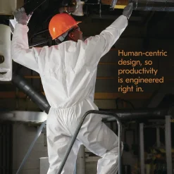 Best A20 Zip Front, Elastic-Back, Wrists, and Ankles Breathable Particle Protection Coveralls - Quadruple Extra Large, White (20/Carton) Bib Overalls