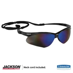 New Nemesis Safety Glasses - Black Frame/Blue Mirror Lens Eye Protection
