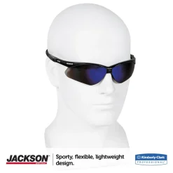 New Nemesis Safety Glasses - Black Frame/Blue Mirror Lens Eye Protection