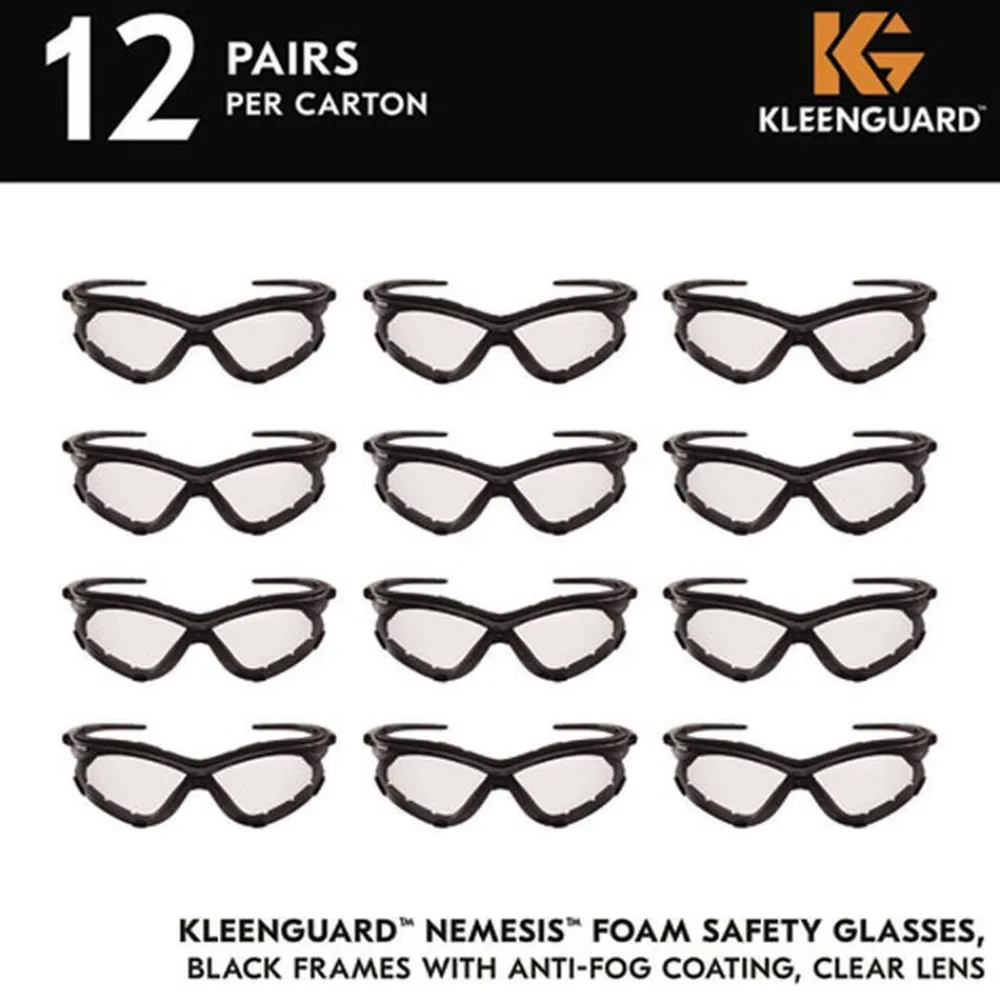 Online V30 Nemesi Foam Safety Glasses - Black Nylon Frame/Clear Polycarbonate Lens (12/Carton) Eye Protection