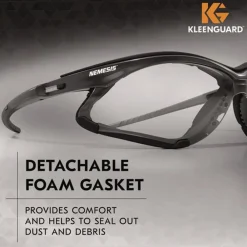 Online V30 Nemesi Foam Safety Glasses - Black Nylon Frame/Clear Polycarbonate Lens (12/Carton) Eye Protection