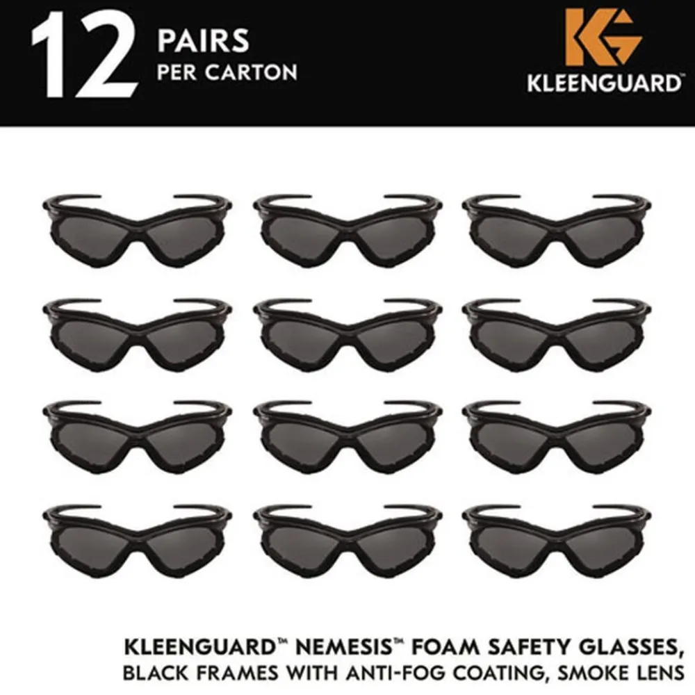 Online V30 Nemesis Foam Safety Glasses - Black Nylon Frame/Smoke Polycarbonate Lens (12/Carton) Eye Protection