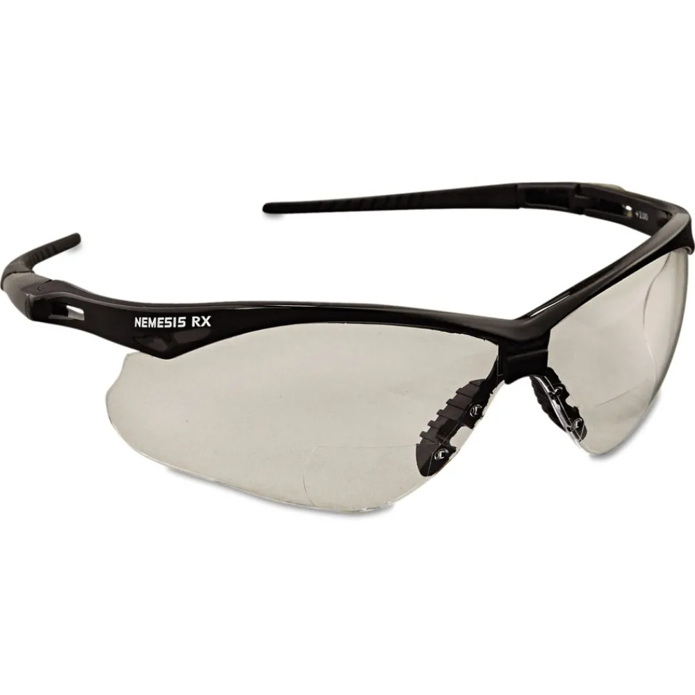 V60 Nemesis Rx Plus 2.0 Diopter Reader Safety Glasses - Black Frame/Clear Lens Eye Protection