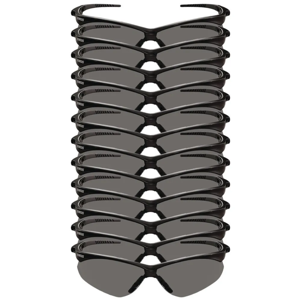 New V30 Nemesis VL Safety Glasses - Black Frame/Smoke Lens (12/Carton) Eye Protection