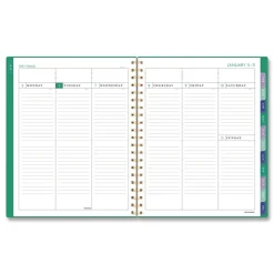 Clearance 11 in. x 8.5 in. 13-Month (Jan-Jan 2026) Badge Geo Weekly/Monthly Planner - Green Cover Paper & Printables