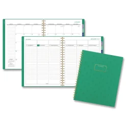 Clearance 11 in. x 8.5 in. 13-Month (Jan-Jan 2026) Badge Geo Weekly/Monthly Planner - Green Cover Paper & Printables