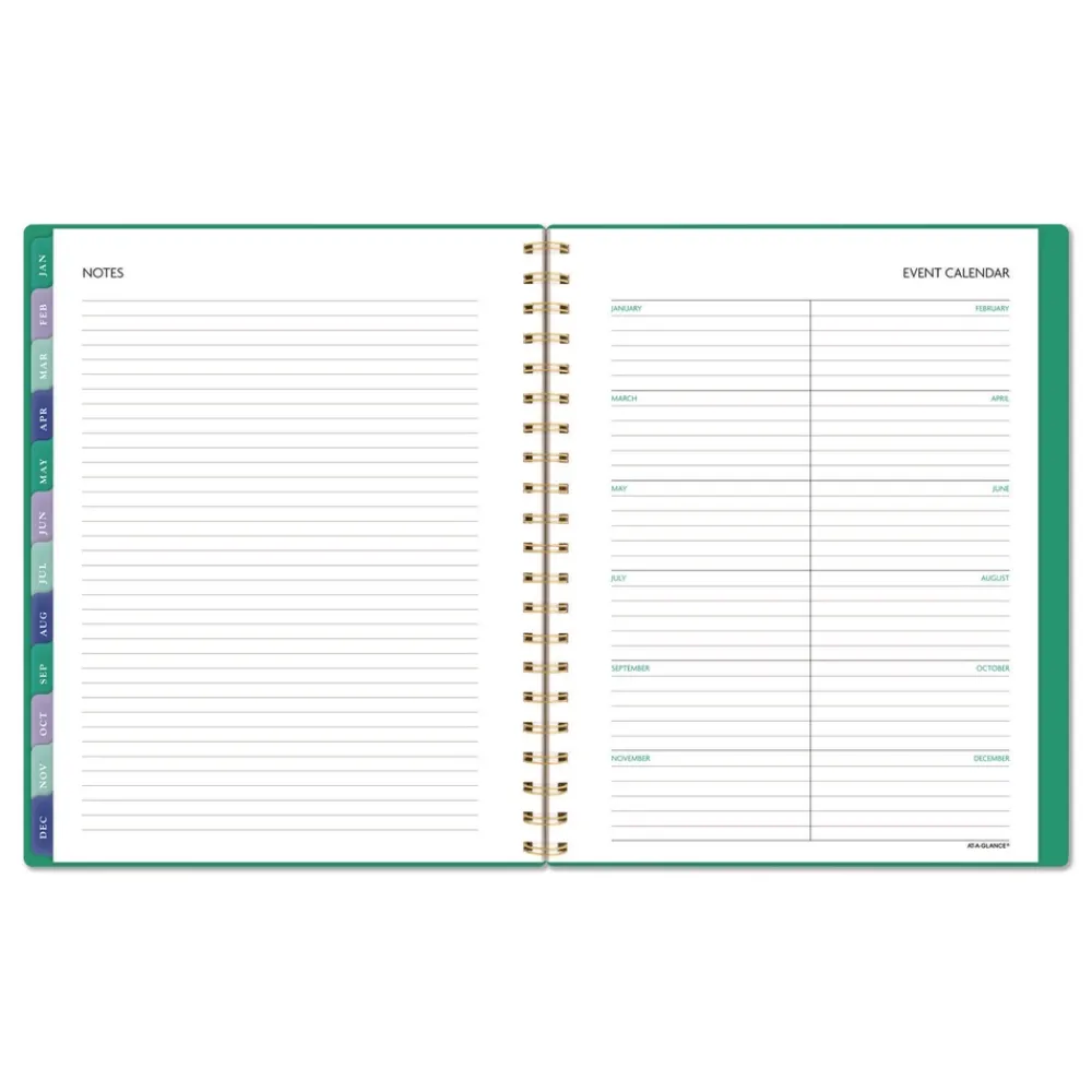 Clearance 11 in. x 8.5 in. 13-Month (Jan-Jan 2026) Badge Geo Weekly/Monthly Planner - Green Cover Paper & Printables