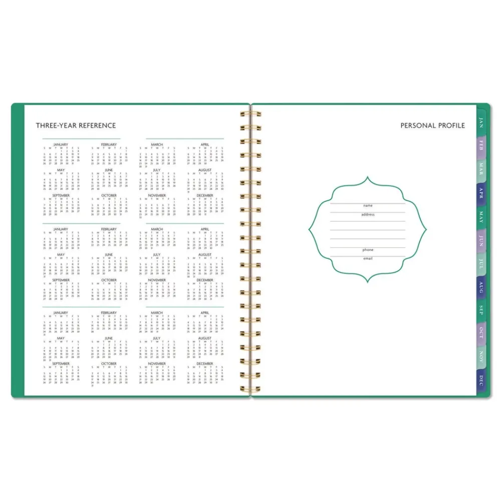 Clearance 11 in. x 8.5 in. 13-Month (Jan-Jan 2026) Badge Geo Weekly/Monthly Planner - Green Cover Paper & Printables