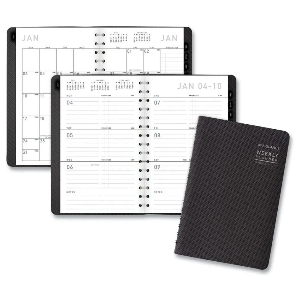 Sale 8.5 in. x 5.5 in. 12-Month (Jan to Dec): 2026 Contemporary Open-Block Format Weekly/Monthly Planner - Graphite Cover Calendars & Planners