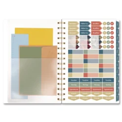 8.5 in. x 5.5 in. 12-Month (Jan-Dec 2026) Midnight Garden Weekly/Monthly Planner - Black/Pink/Green Cover Calendars & Planners