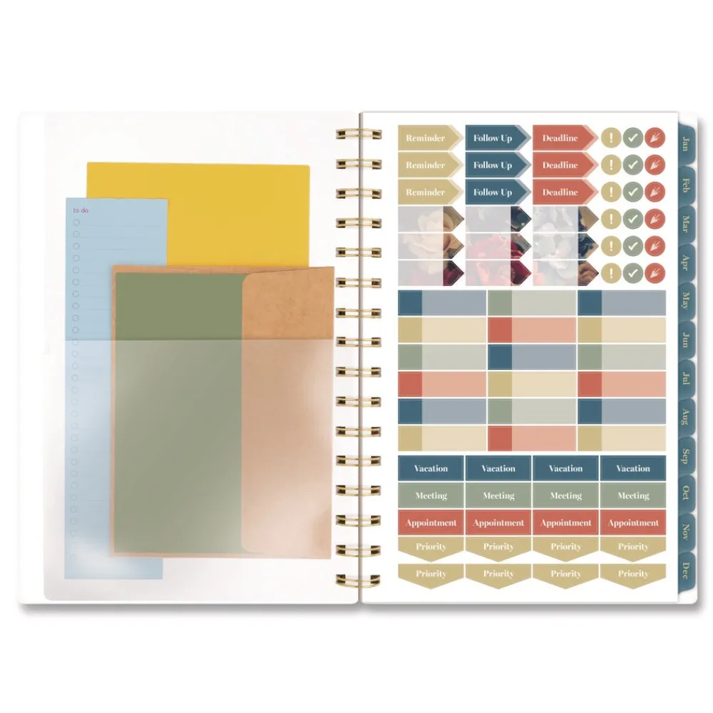 8.5 in. x 5.5 in. 12-Month (Jan-Dec 2026) Midnight Garden Weekly/Monthly Planner - Black/Pink/Green Cover Calendars & Planners