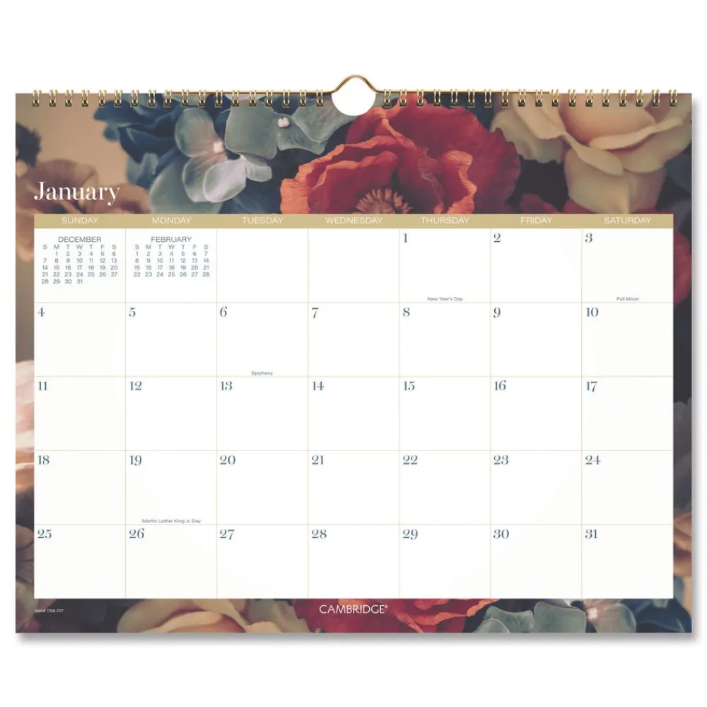 Online 15 in. x 12 in. 12-Month (Jan-Dec): 2026 Midnight Garden Monthly Wall Calendar - Floral Artwork Calendars & Planners