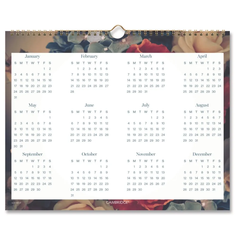 Online 15 in. x 12 in. 12-Month (Jan-Dec): 2026 Midnight Garden Monthly Wall Calendar - Floral Artwork Calendars & Planners