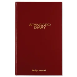 New 12 in. x 7.75 in. Standard 2026 Edition Wide/Legal Rule Daily Journal - Red Cover Paper & Printables