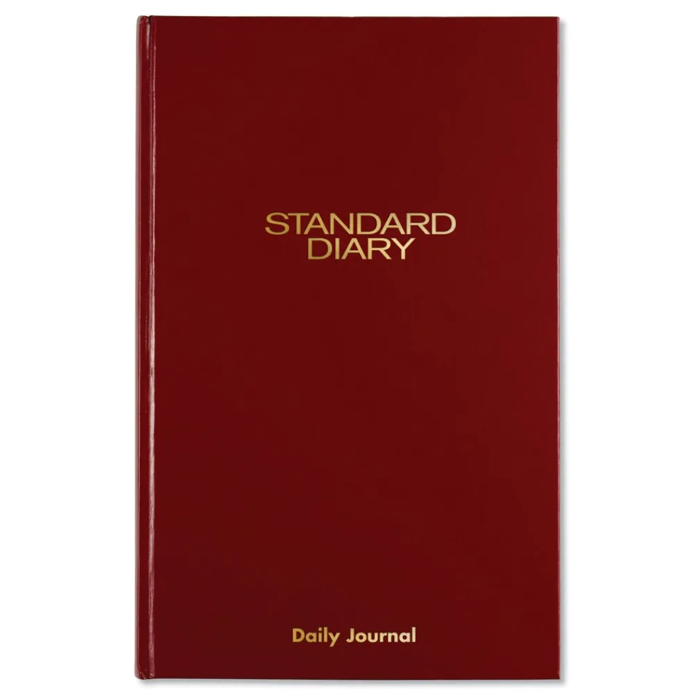 New 12 in. x 7.75 in. Standard 2026 Edition Wide/Legal Rule Daily Journal - Red Cover Paper & Printables