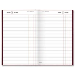New 12 in. x 7.75 in. Standard 2026 Edition Wide/Legal Rule Daily Journal - Red Cover Paper & Printables