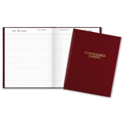 Outlet 9.5 in. x 7.5 in. Standard 2026 Edition Medium/College Rule Daily Diary - Red Cover Paper & Printables
