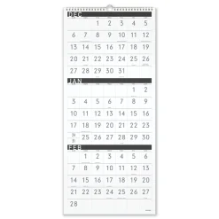 Online 15-Month: Dec 2025 to Feb 2027 Three-Month Reference 12 in. x 27 in. Contemporary Artwork/Formatting Wall Calendar - White Sheets Calendars & Planners
